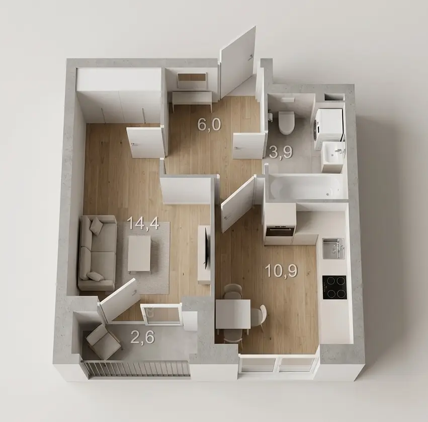 Example 3D floor plan visualization
